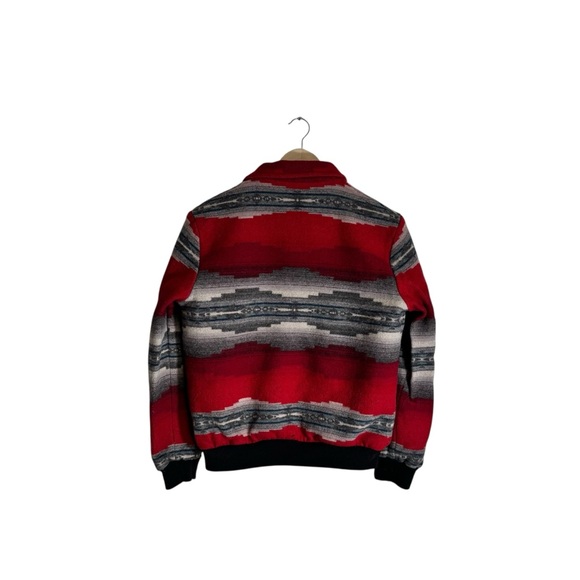 Pendleton Alamosa Wool Bomber Jacket Vintage Aztec Print Red Full Zip Mens Small - Picture 5 of 7